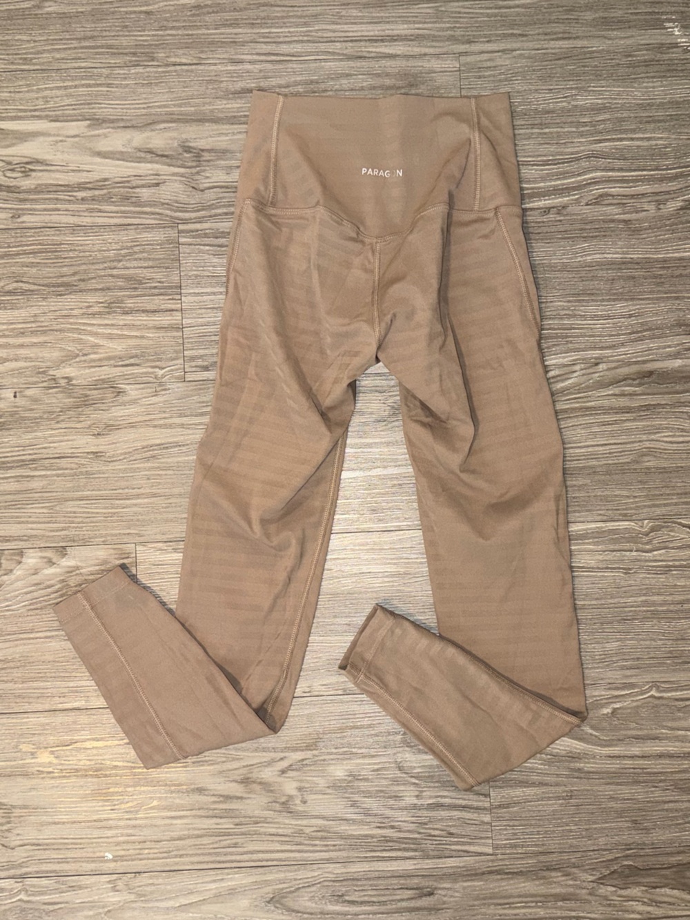 Paragon High Waisted Leggings Womens Sz 4 Tan Active Athletic Yoga Logo